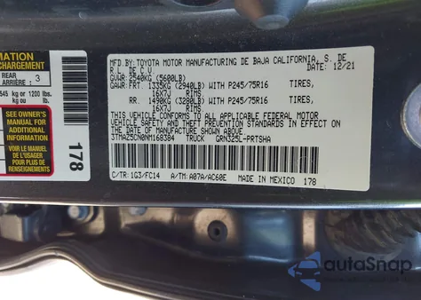 2022 Toyota Tacoma Sr5 V6 z USA, uszkodzony, nr VIN 3TMAZ5CN0NM168384